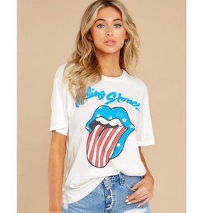 Rolling Stones Stars And Stripes Boyfriend White Tee